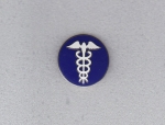 Caduceus Collar/Lapel Pin White & Blue on Silver 15/16" Round EMS/EMT/Medical